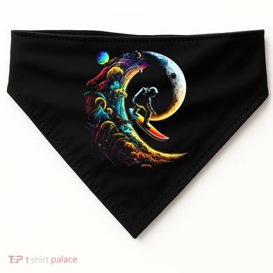 Astronaut surfing through space universe galaxy planets moon USA-Made Doggie Bandana