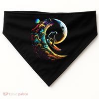 Astronaut surfing through space universe galaxy planets moon USA-Made Doggie Bandana thumb 0