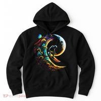 Astronaut surfing through space universe galaxy planets moon Hoodie thumb 0