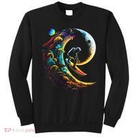 Astronaut surfing through space universe galaxy planets moon Sweatshirt thumb 0