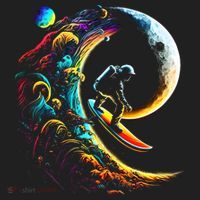 Astronaut surfing through space universe galaxy planets moon Beanie thumb 2