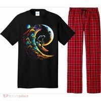 Astronaut surfing through space universe galaxy planets moon Pajama Set thumb 0