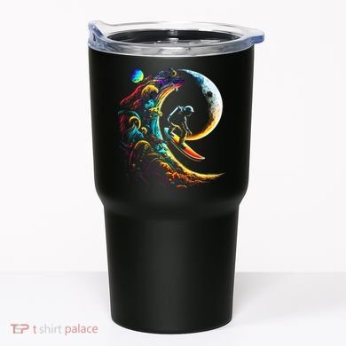 Astronaut surfing through space universe galaxy planets moon Tumbler
