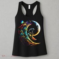 Astronaut surfing through space universe galaxy planets moon Women's Tank Top thumb 3