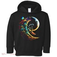 Astronaut surfing through space universe galaxy planets moon Toddler Hoodie thumb 0