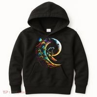 Astronaut surfing through space universe galaxy planets moon Kids Hoodie thumb 0