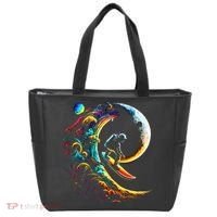 Astronaut surfing through space universe galaxy planets moon Tote Bag thumb 0