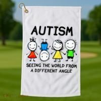 Autism Seeing The World From A Different Angle Autism Gifts Golf Towel thumb 1
