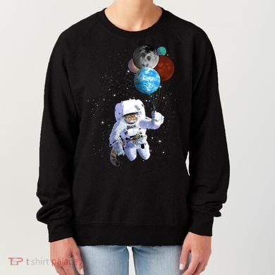 Astro Cat With Planet Balloons Women's Sweatshirt
