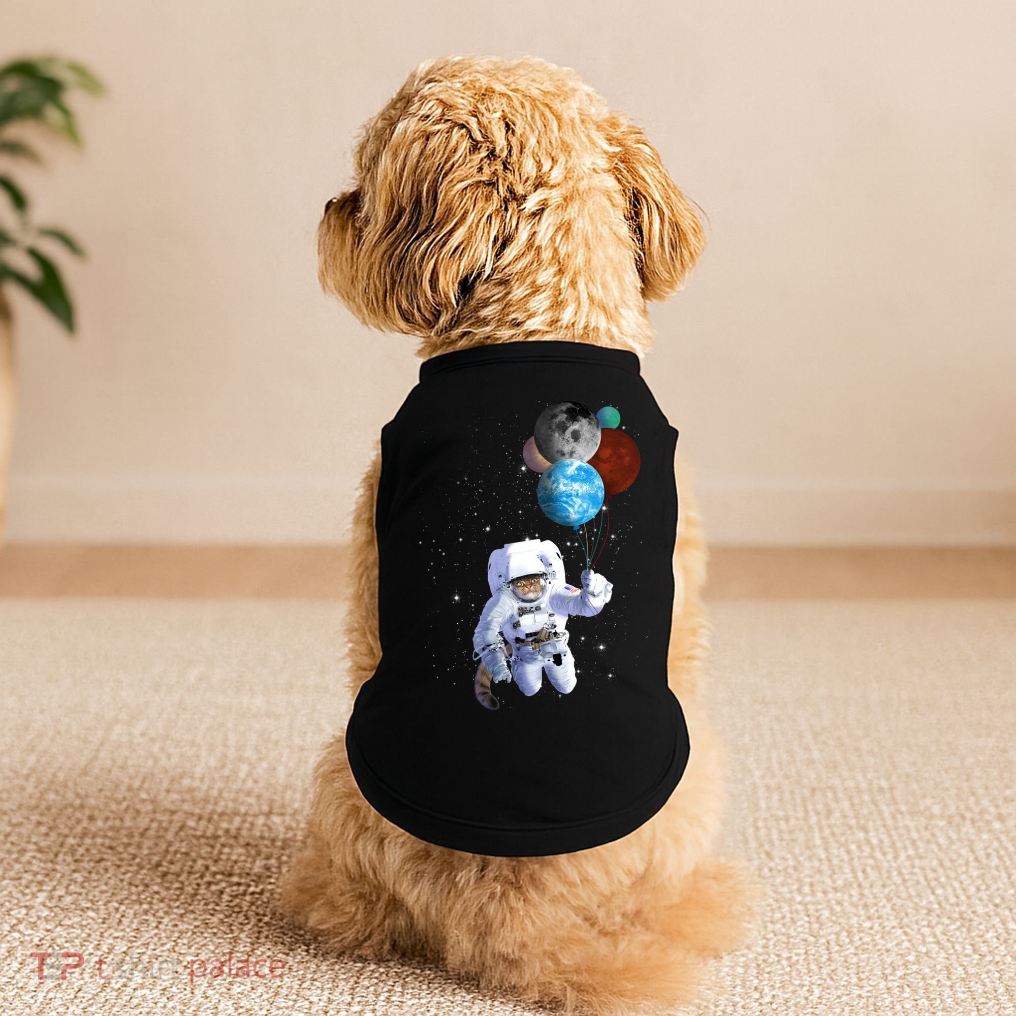 Astro Cat With Planet Balloons Doggie Tank