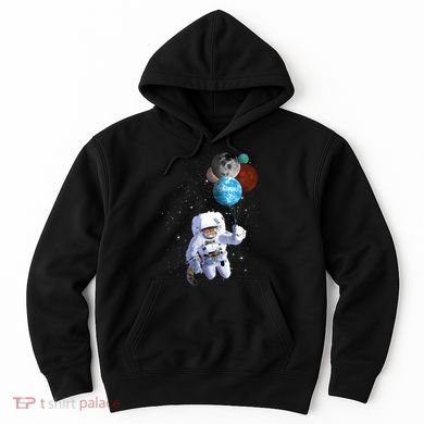 Astro Cat With Planet Balloons Hoodie