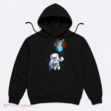 Astro Cat With Planet Balloons Hoodie
