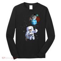 Astro Cat With Planet Balloons Long Sleeve Shirt thumb 0