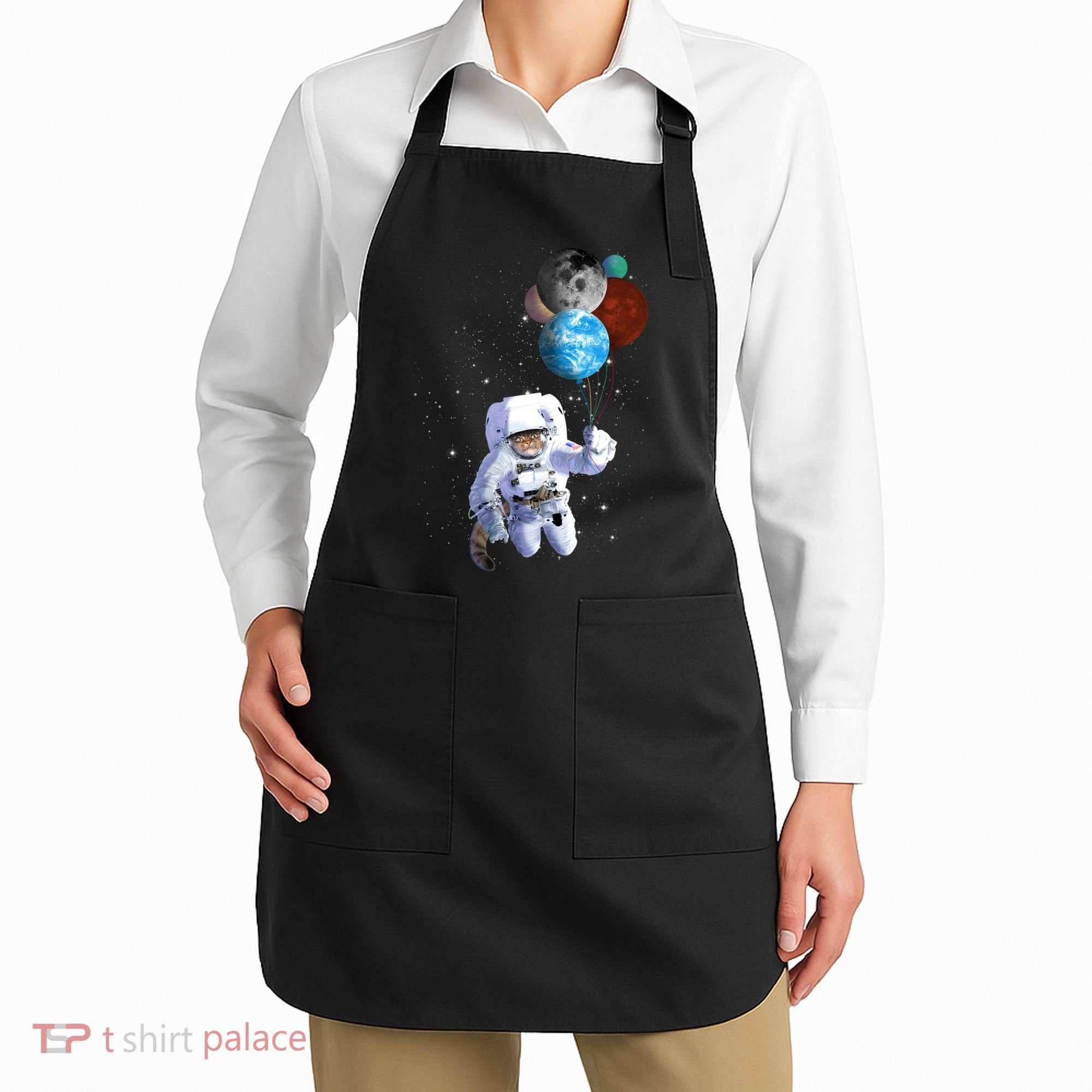 Astro Cat With Planet Balloons Apron