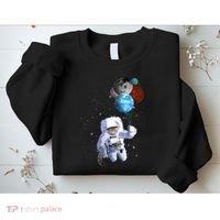 Astro Cat With Planet Balloons Sweatshirt thumb 2