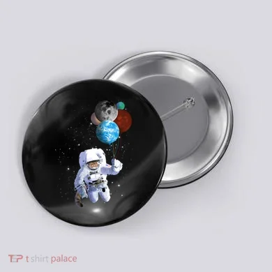 Astro Cat With Planet Balloons Button