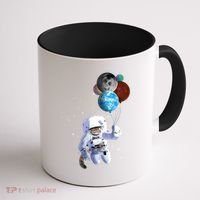 Astro Cat With Planet Balloons Coffee Mug thumb 1