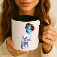 Astro Cat With Planet Balloons Coffee Mug thumb 3