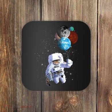 Astro Cat With Planet Balloons Coaster
