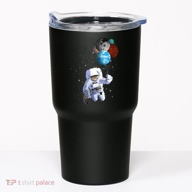 Astro Cat With Planet Balloons Tumbler