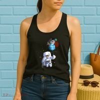 Astro Cat With Planet Balloons Women's Tank Top thumb 2