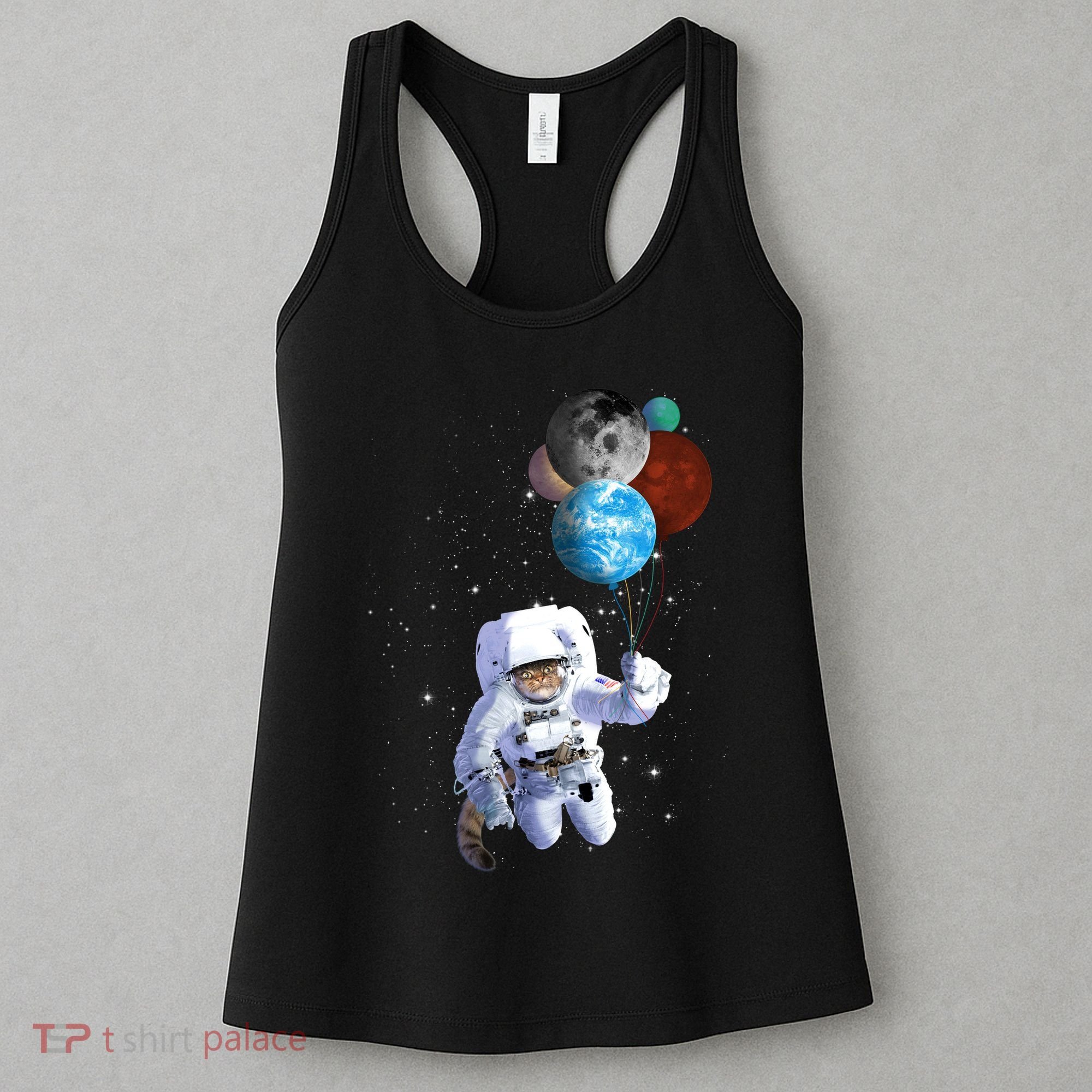 Astro Cat With Planet Balloons Women's Tank Top