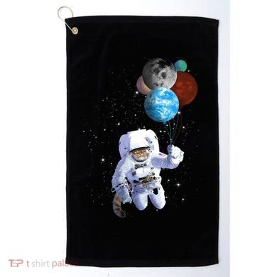 Astro Cat With Planet Balloons Golf Towel