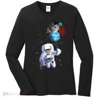 Astro Cat With Planet Balloons Women's Long Sleeve Shirt thumb 0