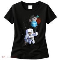 Astro Cat With Planet Balloons Women's T-Shirt thumb 0