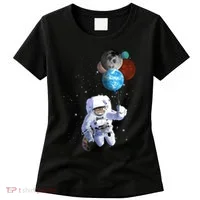 Astro Cat With Planet Balloons Women's T-Shirt thumb 0
