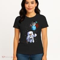 Astro Cat With Planet Balloons Women's T-Shirt thumb 4
