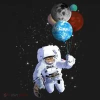 Astro Cat With Planet Balloons Women's T-Shirt thumb 6