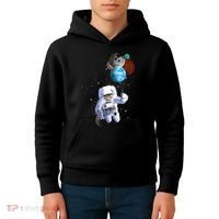 Astro Cat With Planet Balloons Kids Hoodie thumb 4
