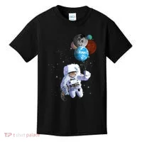 Astro Cat With Planet Balloons Kids T-Shirt thumb 0