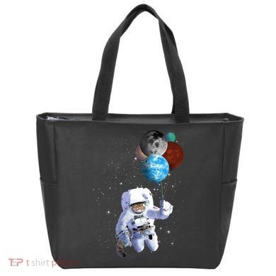 Astro Cat With Planet Balloons Tote Bag