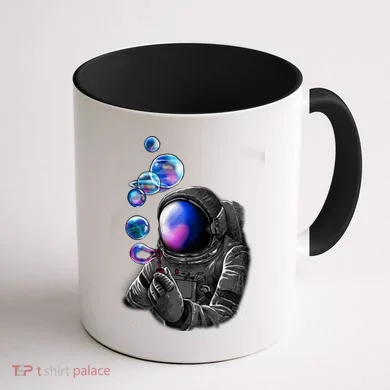 Astronaut Blowing Space Bubbles Coffee Mug back