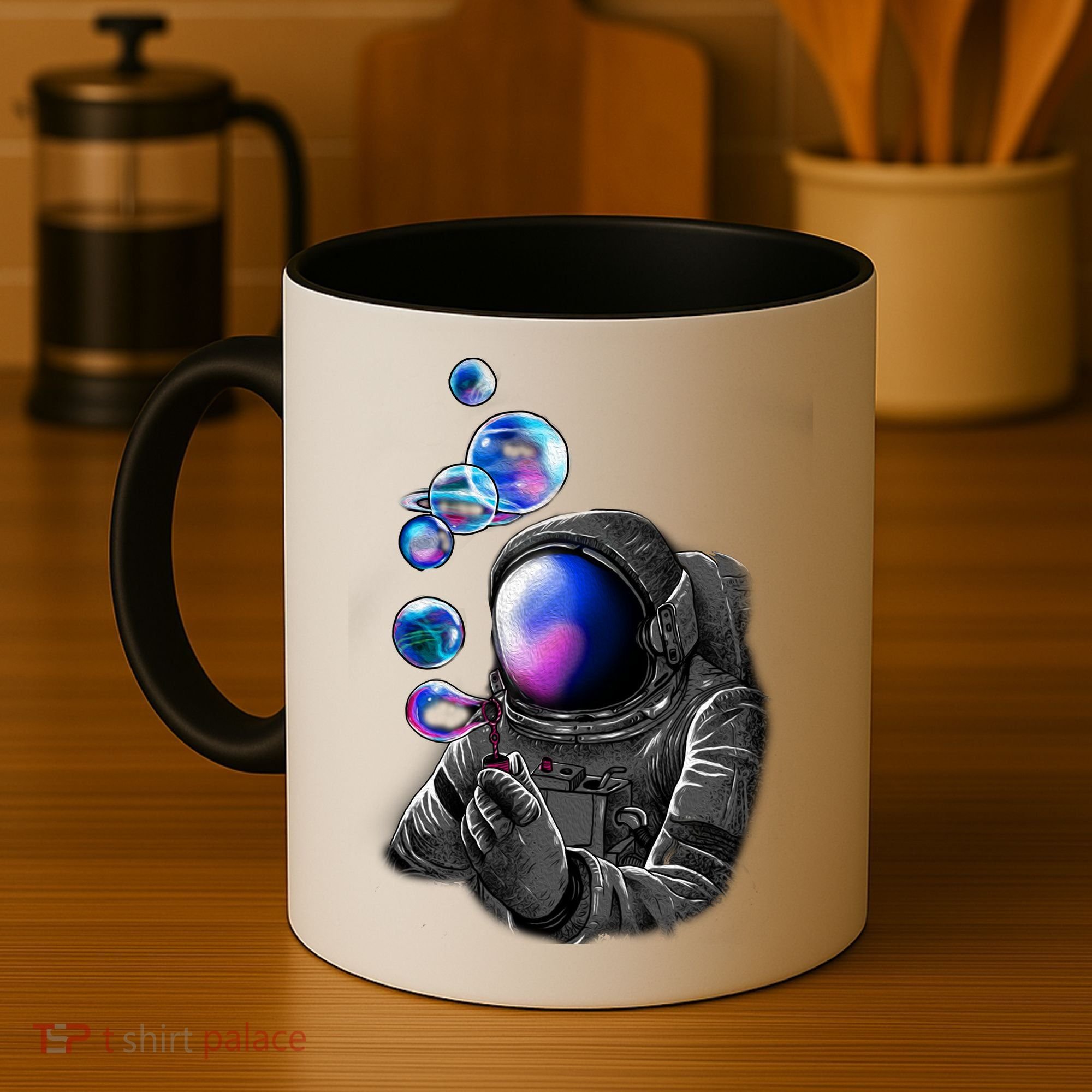 Astronaut Blowing Space Bubbles Coffee Mug