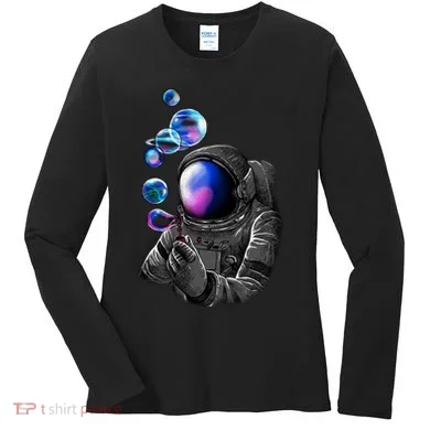 Astronaut Blowing Space Bubbles Women's Long Sleeve Shirt