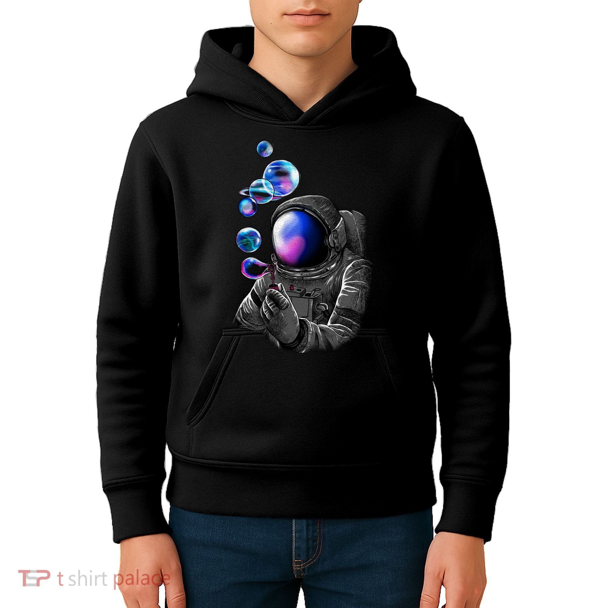 Astronaut Blowing Space Bubbles Kids Hoodie