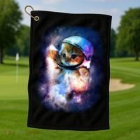 Astronaut Cat In Space Golf Towel thumb 1