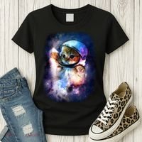 Astronaut Cat In Space Women's T-Shirt thumb 3