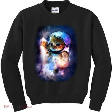 Astronaut Cat In Space Kids Sweatshirt