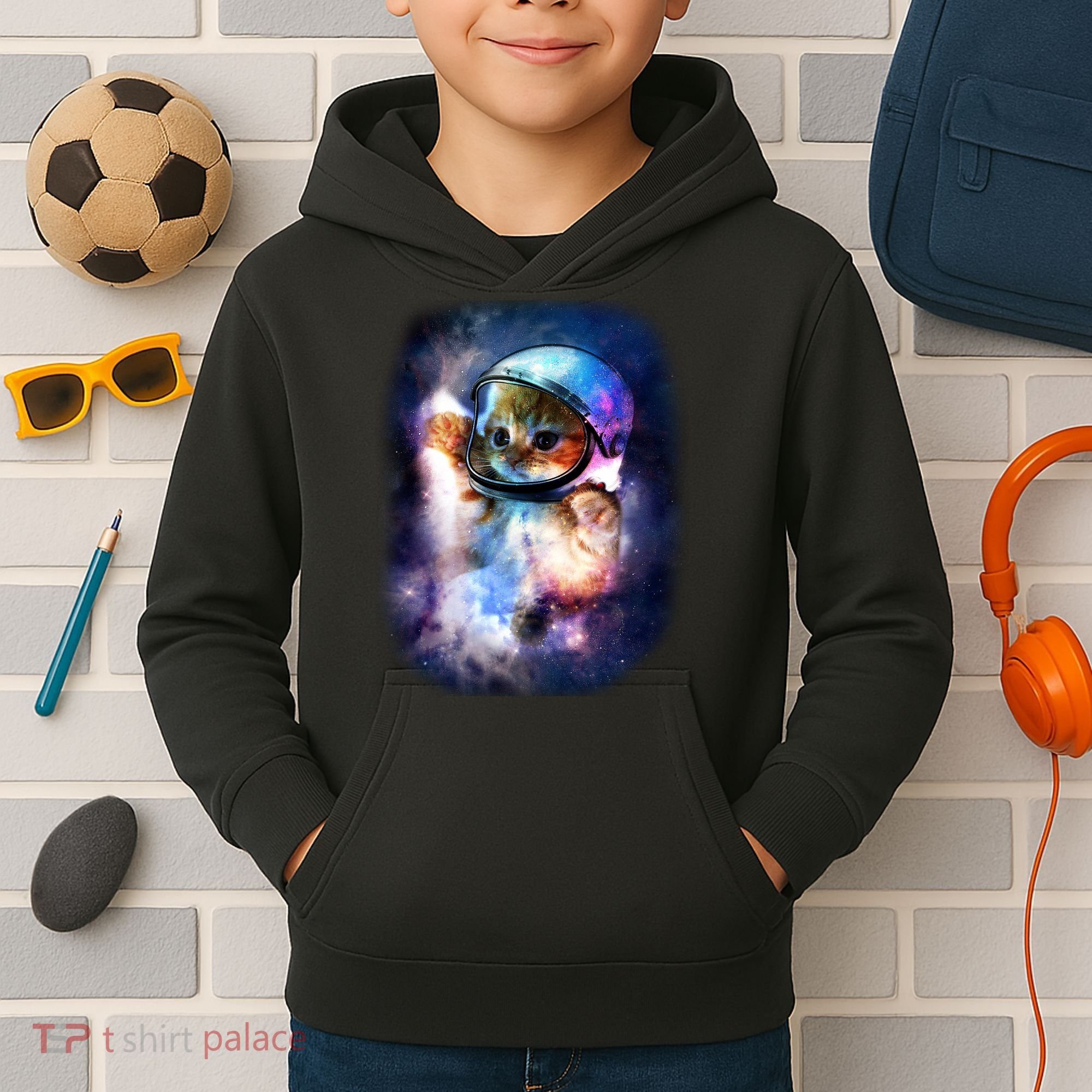 Astronaut Cat In Space Kids Hoodie