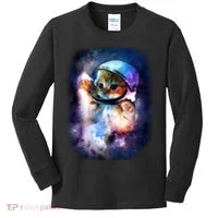 Astronaut Cat In Space Kids Long Sleeve Shirt thumb 0