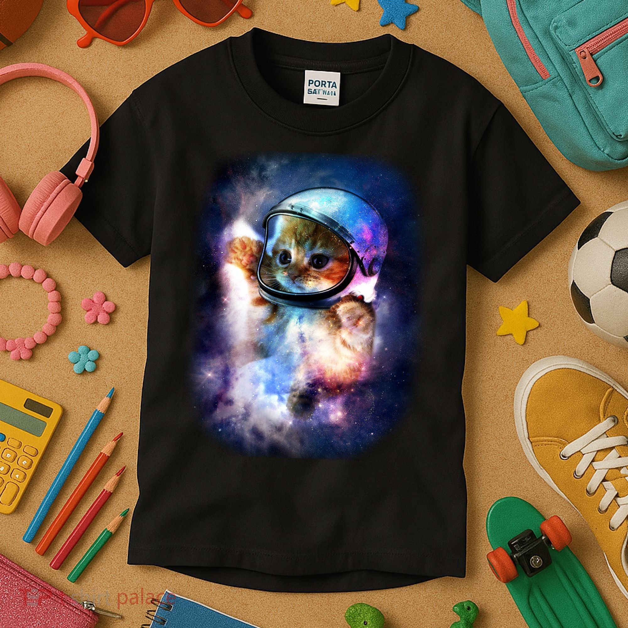 Astronaut Cat In Space Kids T-Shirt