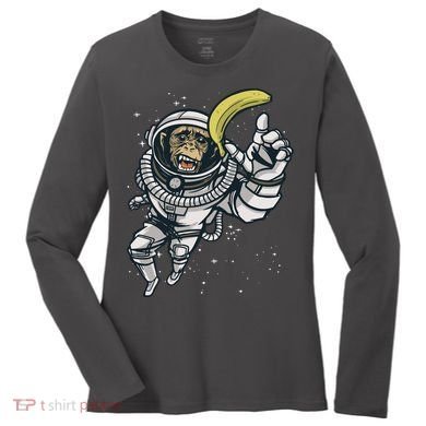Astronaut Chimp Banana Women's Long Sleeve Shirt