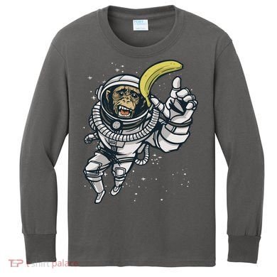 Astronaut Chimp Banana Kids Long Sleeve Shirt