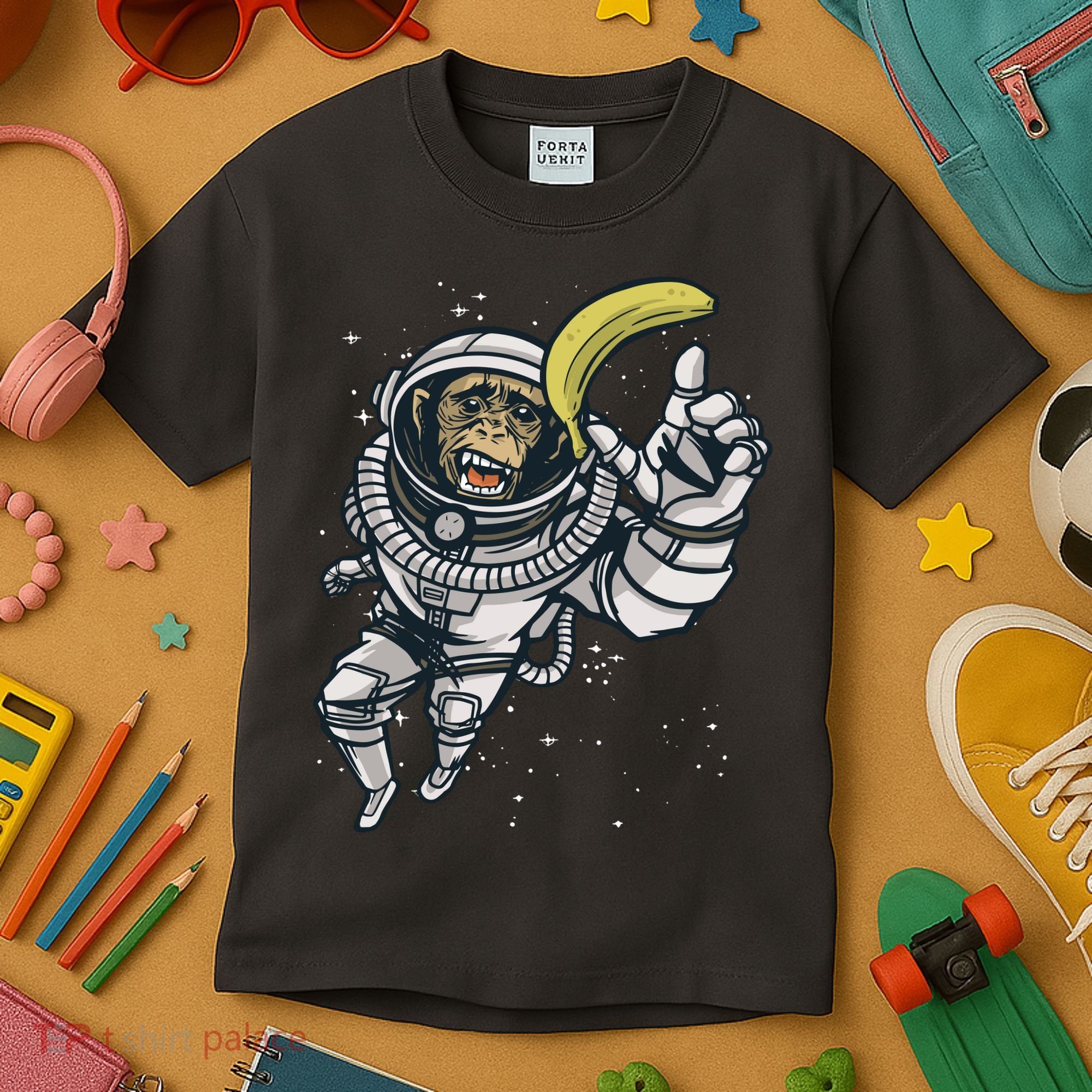 Astronaut Chimp Banana Kids T-Shirt
