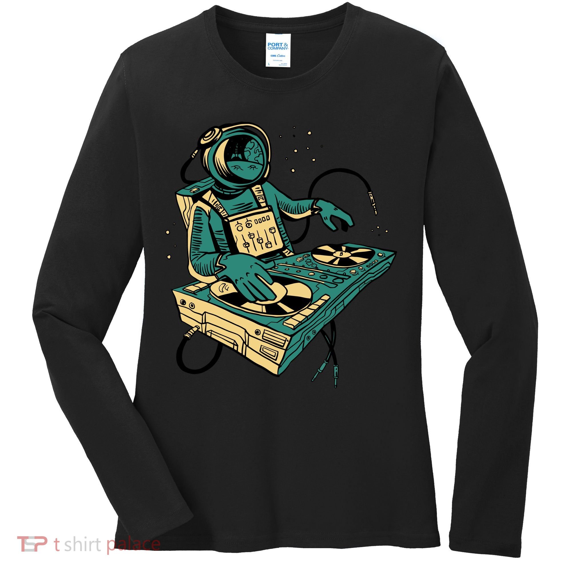 Astronaut Djing Space Women's Long Sleeve Shirt