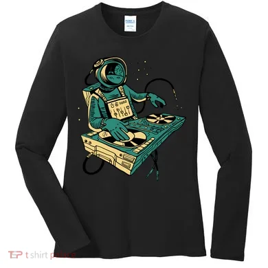 Astronaut Djing Space Women's Long Sleeve Shirt